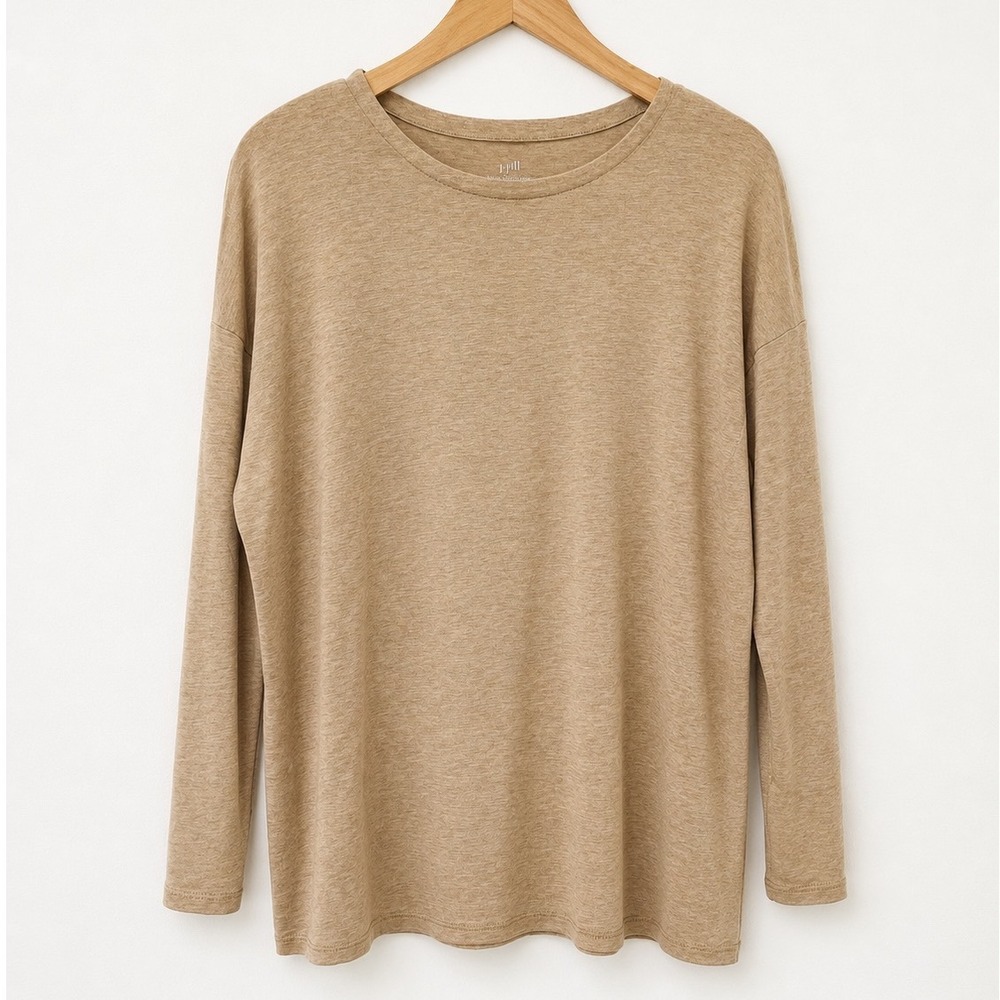 J.Jill Simply Supima Crew Neck Tunic Womens XL Petite Tan Cotton Quiet Luxury